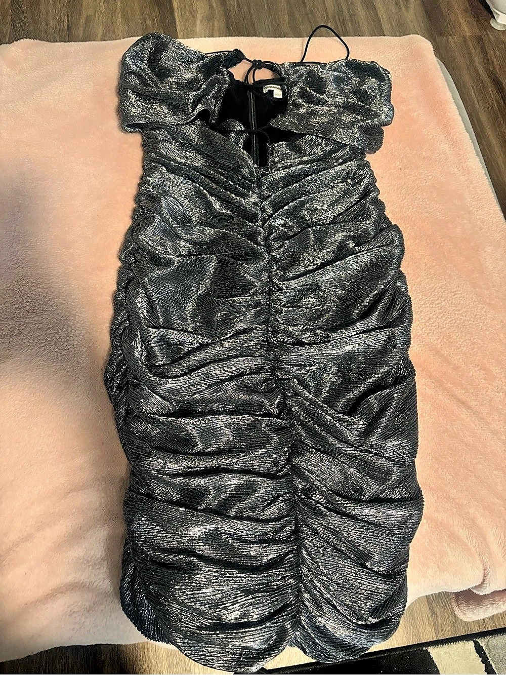 House of CB Alvona Ruched Mini Dress Black